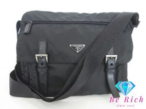 Prada Shoulder Bag Black Pocono Triangle Plate Messenger Crossbody Handbag